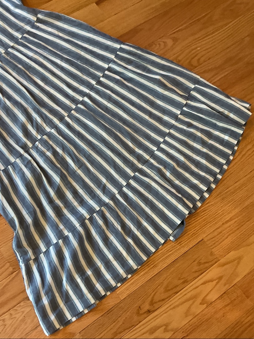 Old Navy Puff sleeve Striped Blue Midi Dress NWOT small bohemian flowy pockets - Picture 13 of 13